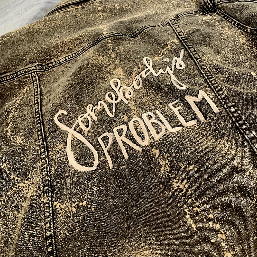 Somebody’s Problem Denim Bleach Splash Jacket - image 1